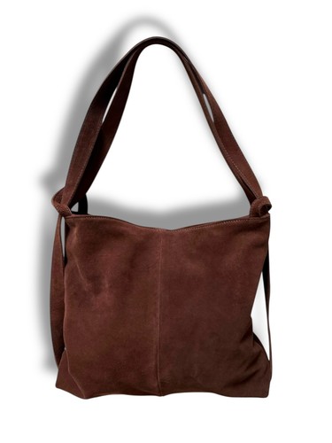 Genuine leather suede backpack - leather,