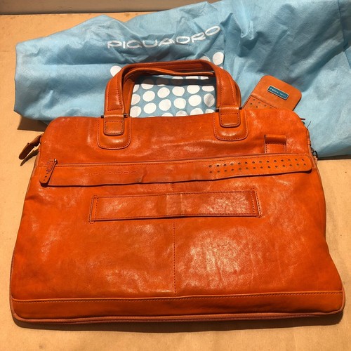 Piquadro orange leather fabric - piquadro, leather/fabric